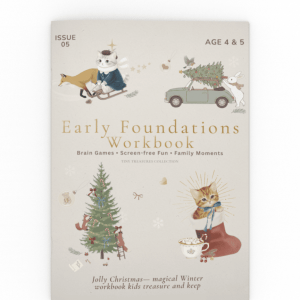 Tiny Thinks Christmas workbook for ages 4–5 with winter logic games, early math, brain puzzles, and festive screen-free activities for preschoolers.